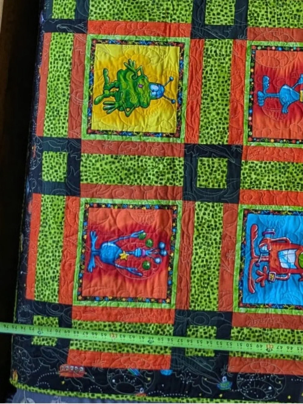 handmade alien quilt Cartoon Patchwork Quilt elaborate quilting design
